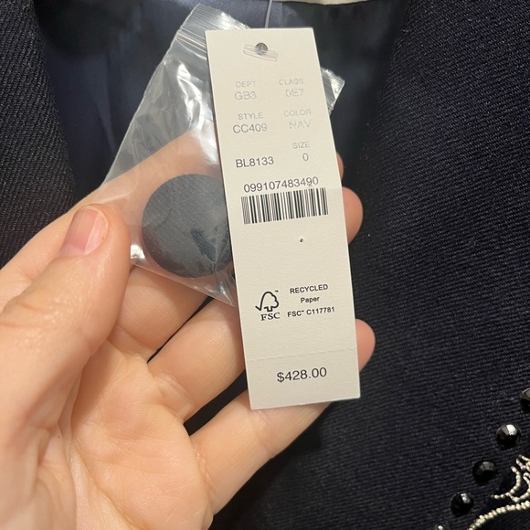 J.Crew Collection relaxed blazer crest embellishment wool-blend Size 0 CC409 - Picture 15 of 16